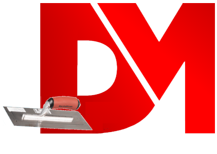 A red letter dm with a trowel on it