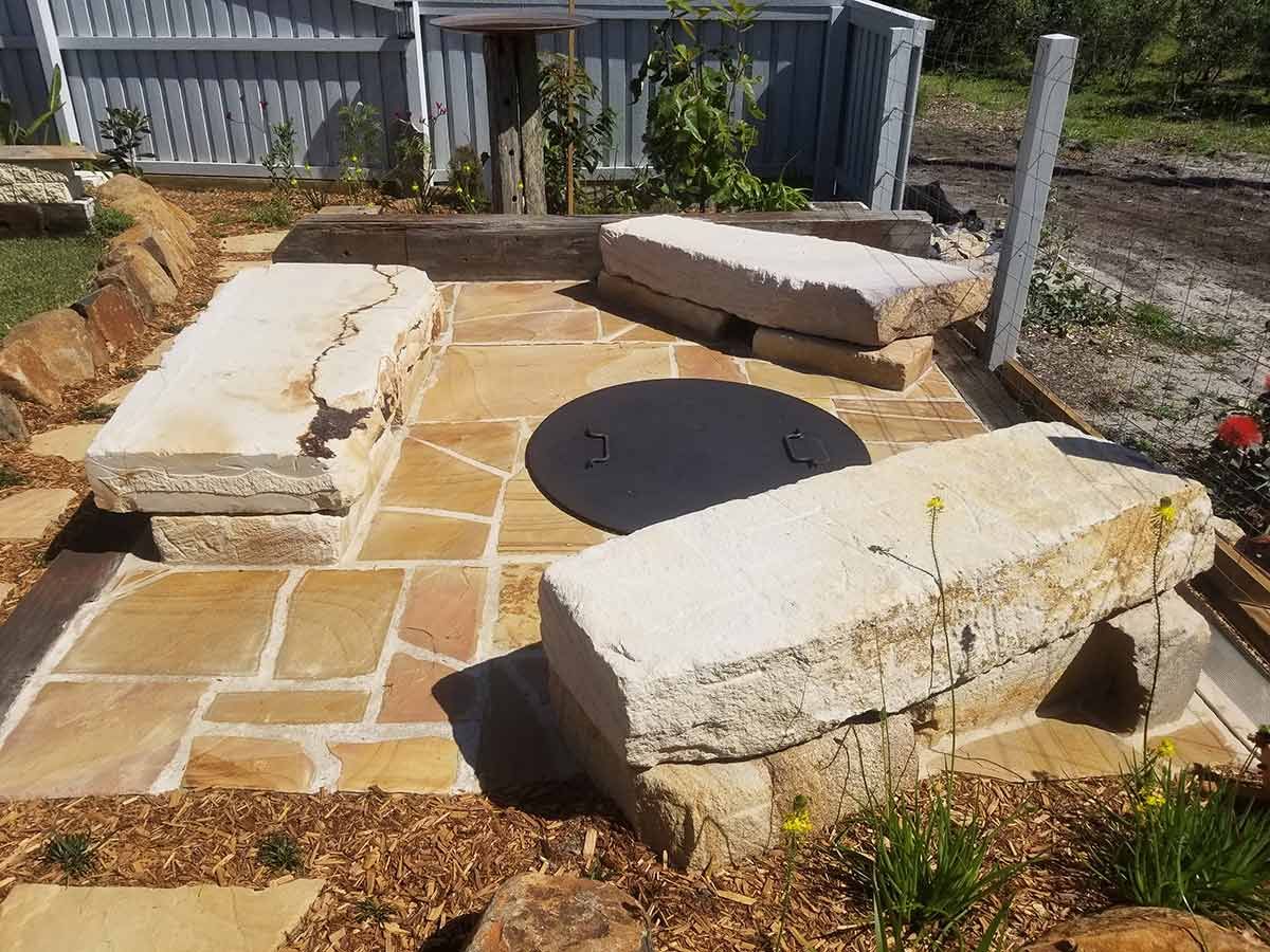 There is a Fire Pit in the Middle of the Patio — Full Circle Landscaping in Currumbin Valley, QLD