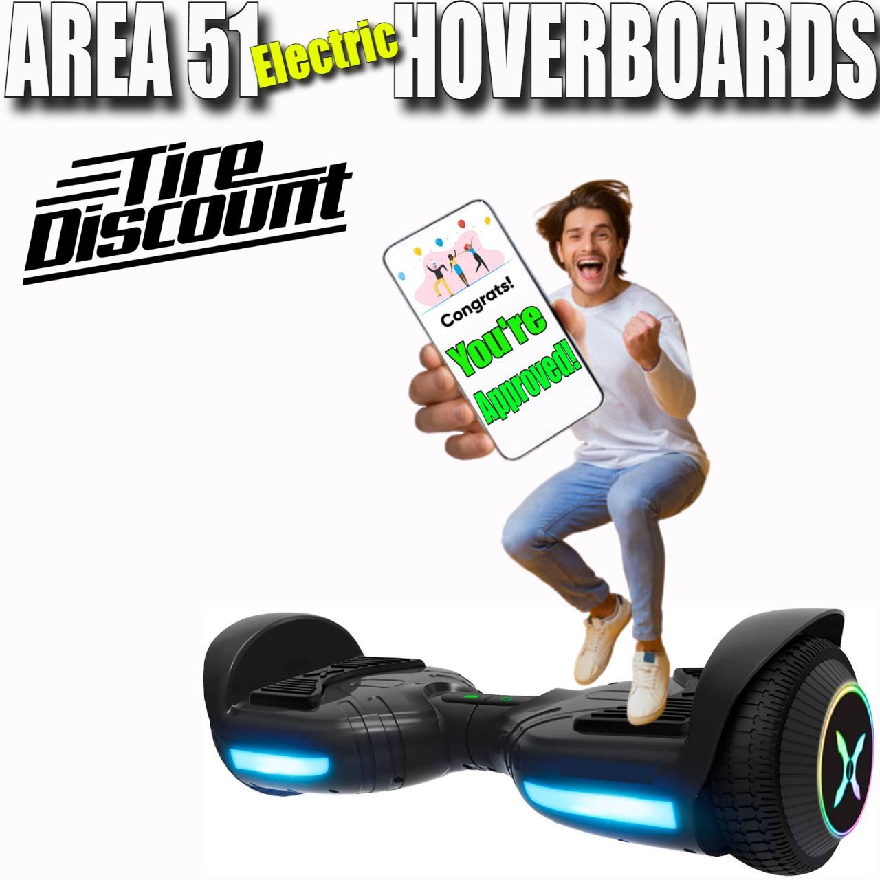 AREA 51 ELECTRIC HOVERBOARD BY TIRE DISCOUNT NO CREDIT NEEDED
