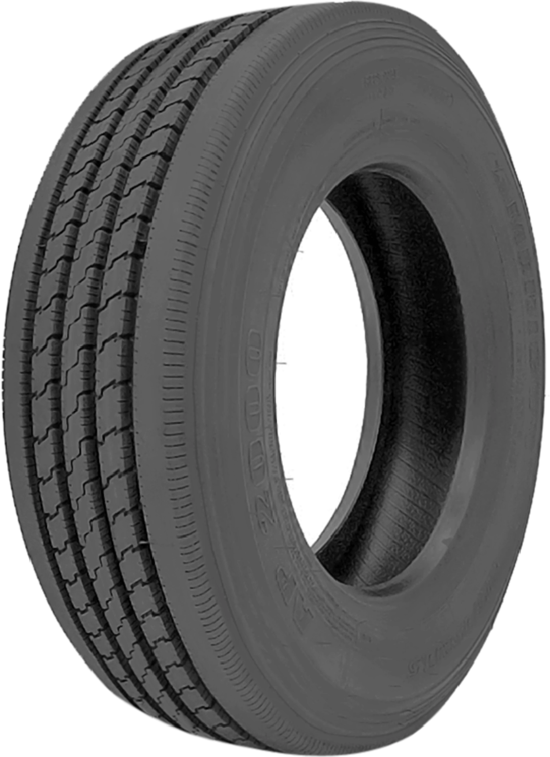 A close up of a Americus RS2000 Steer Tire on a white background.
