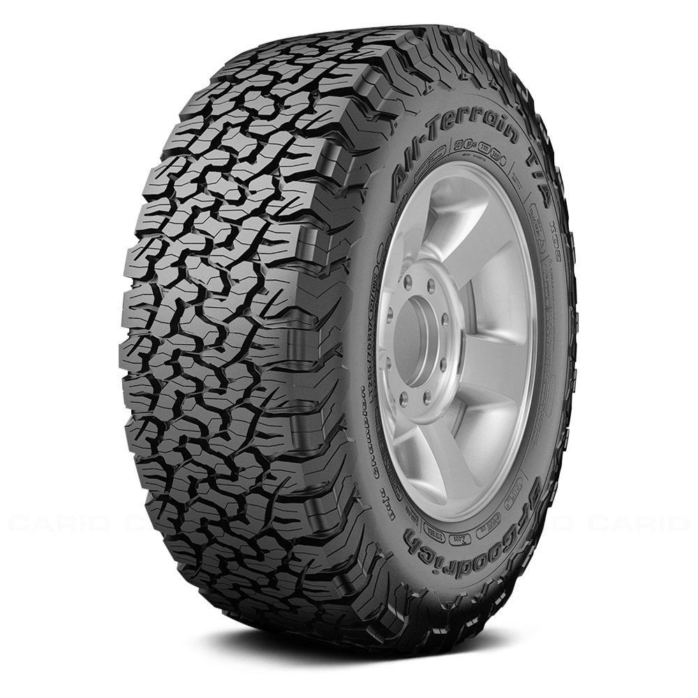 a close-up of a bfgoodrich ta ko2 T/A all-terrain tire on a white background.