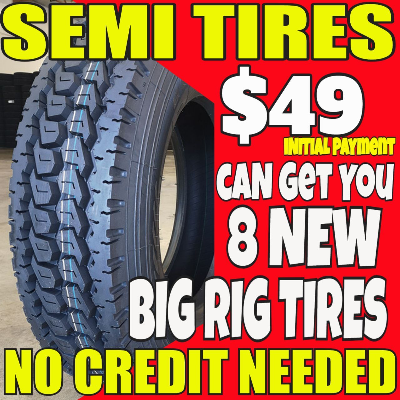 COMMERCIAL SEMI TRUCK TIRES in Mobile, AL. 18-WHEELER HEAVY-DUTY BIG-RIG TRUCKING TIRES, Mobile, AL CHEAP TRACTOR-TRAILER AUTO VEHICLE TIRES NO CREDIT FINANCING