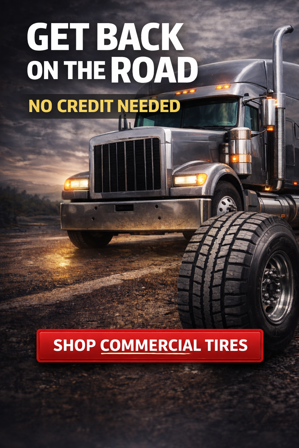Commercial truck with tire,