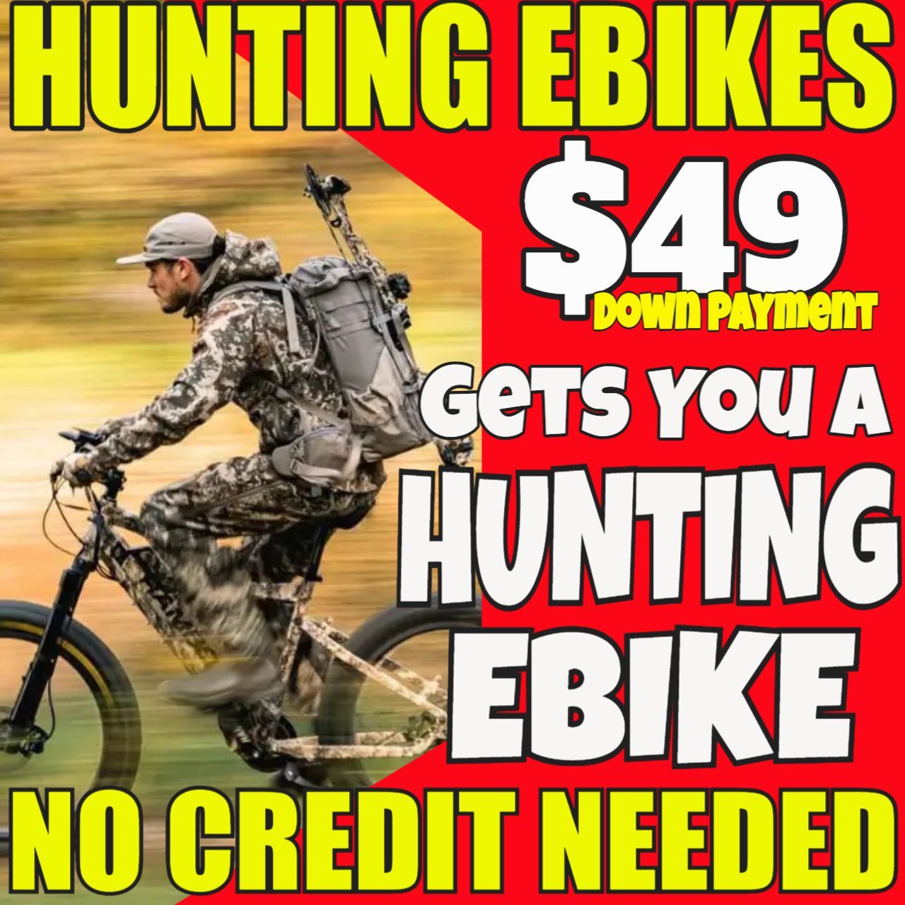 EBIKES FOR HUNTING - NO CREDIT FINANCING + 90-DAY OPTION - DISCOUNT ELECTRIC HUNTING BIKES HIGHEST QUALITY - FREE SHIPPING - CLICK NOW TO FINANCE