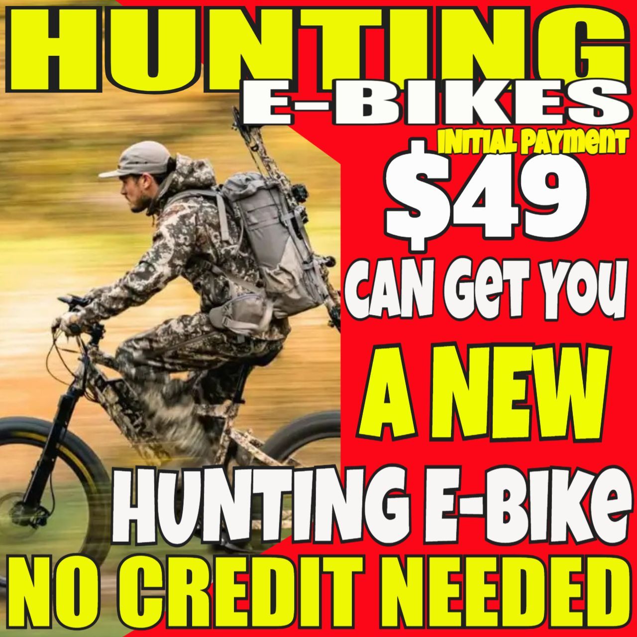 EBIKES FOR HUNTING Birmingham, AL, NO CREDIT FINANCING + 90-DAY OPTION DISCOUNT ELECTRIC HUNTING BIKES HIGHEST QUALITY - FREE SHIPPING - CLICK NOW TO FINANCE