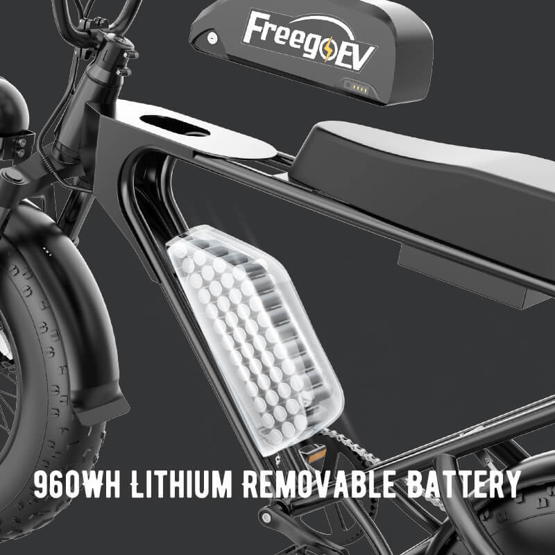 a motorcycle with a 960wh lithium removable battery