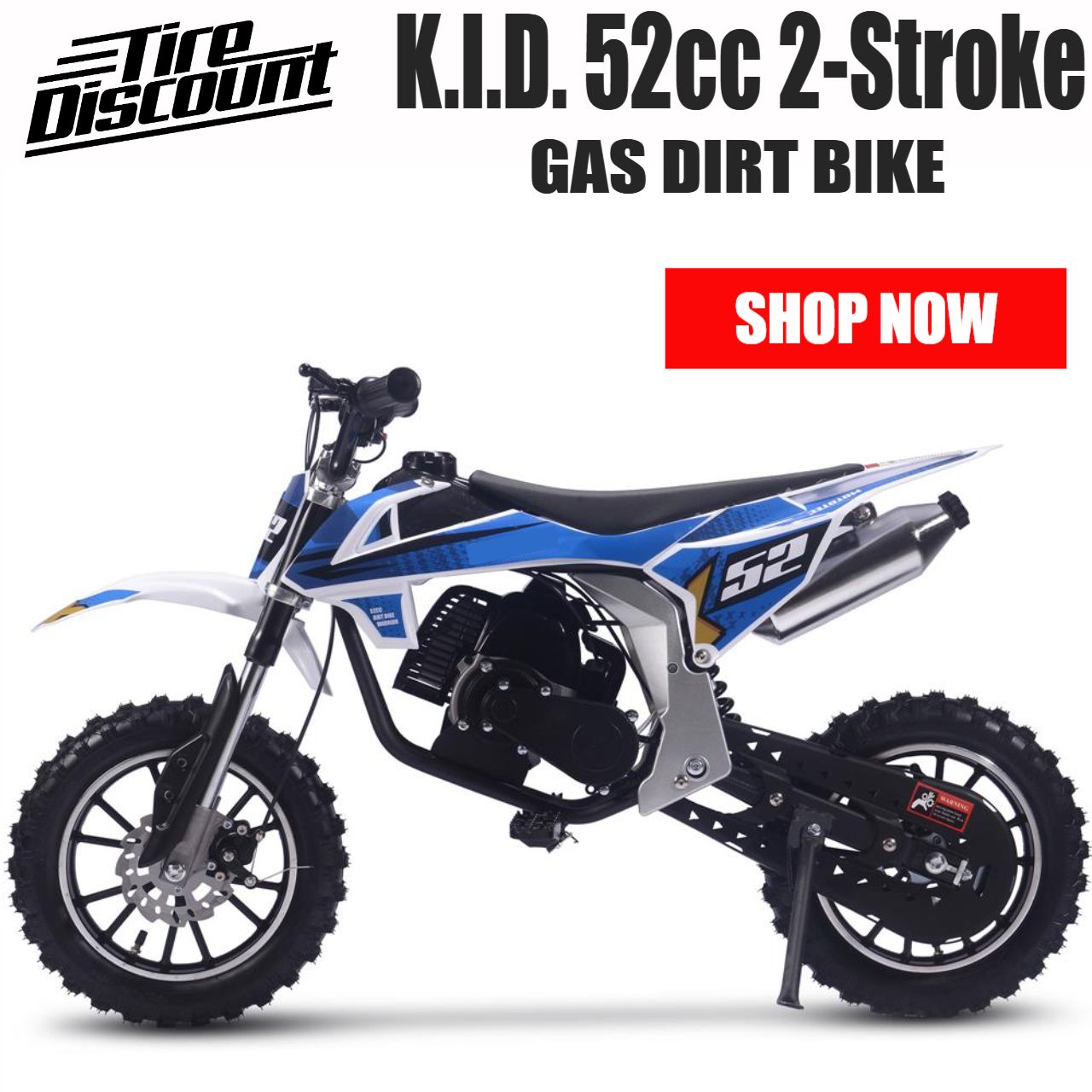 K.I.D. 52 CC 2-STROKE GAS DIRT BIKE  BY TIRE DISCOUNT NO CREDIT NEEDED