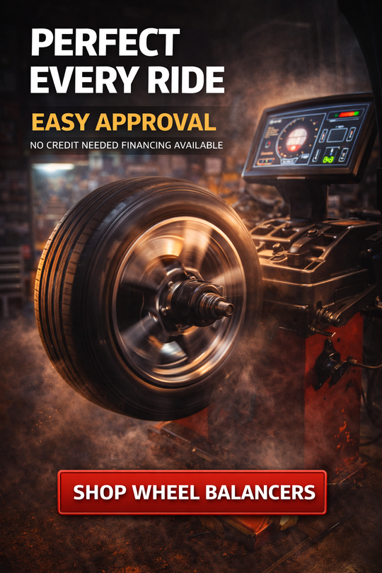 Wheel balancer with a tire; the ad promotes easy approval and financing. Wheel balancers for sale no credit check financing.