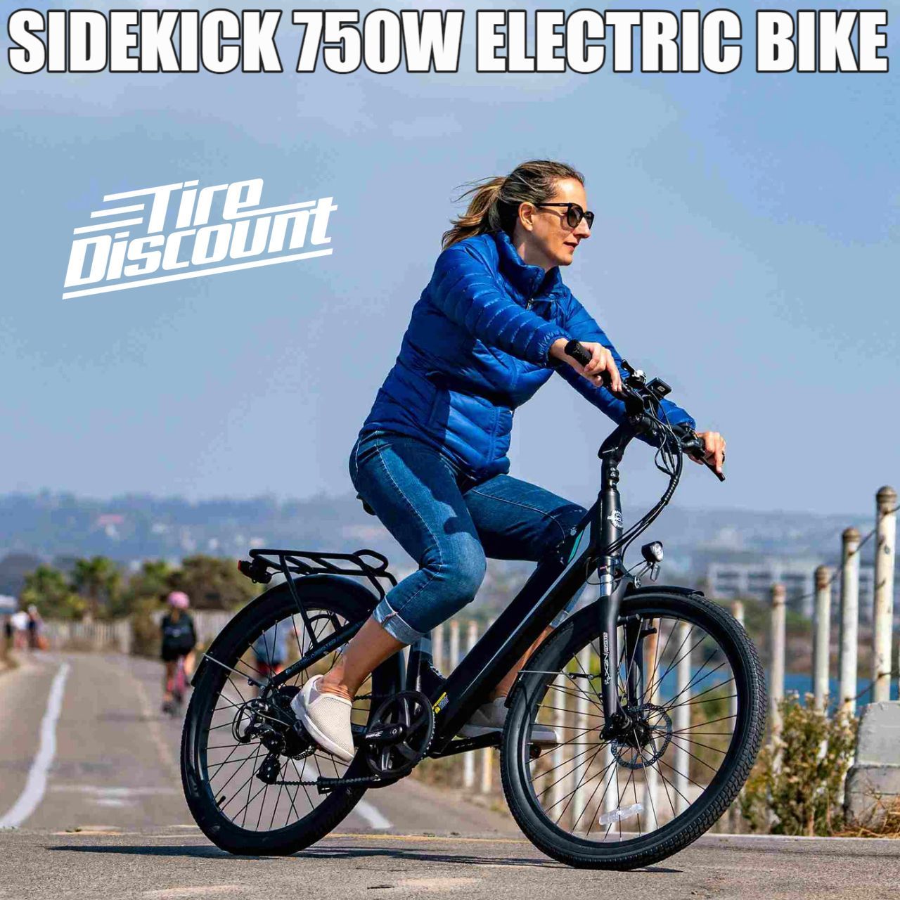 WOMAN RIDING TH SIDEKICK ELECTRIC BIKE