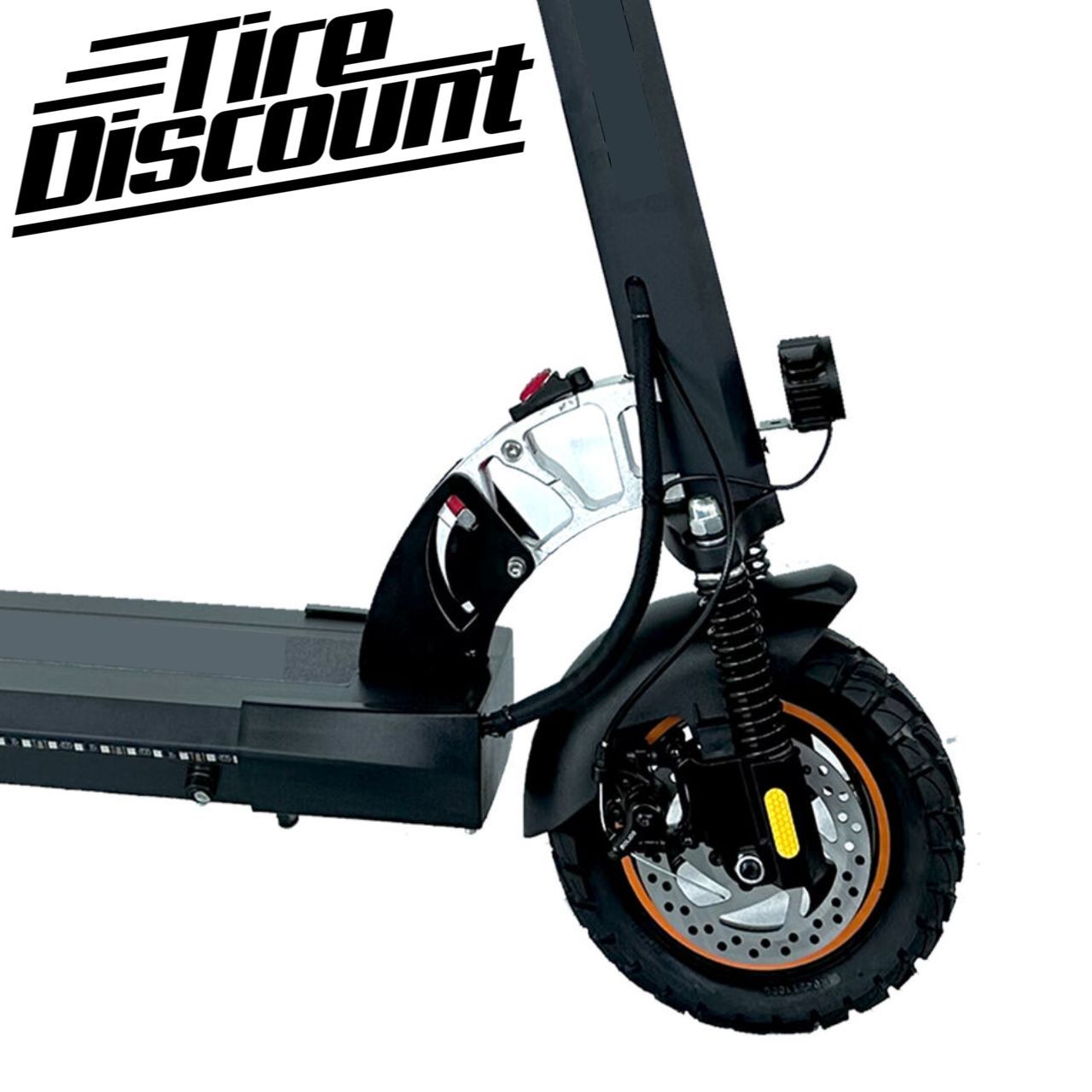 a close up of an electric scooter with a large wheel
