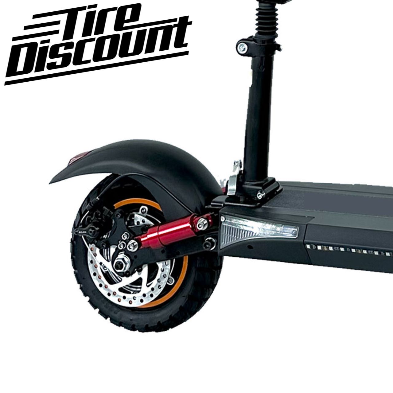 a close up of a tire discount electric scooter on a white background .