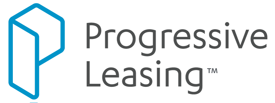 the logo for progressive leasing is blue and white with a geometric shape .
