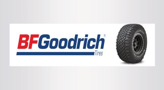 a logo for bfgoodrich tires with a picture of a tire