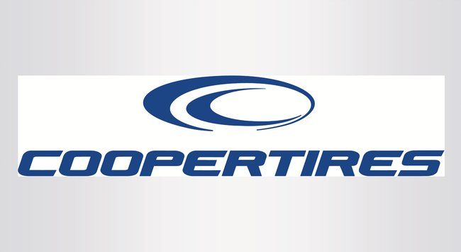 a blue and white logo for cooper tires