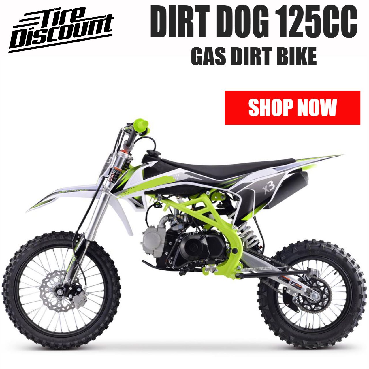 DIRT DOG 125 CC 4-STROKE GAS DIRT BIKE  BY TIRE DISCOUNT NO CREDIT NEEDED
