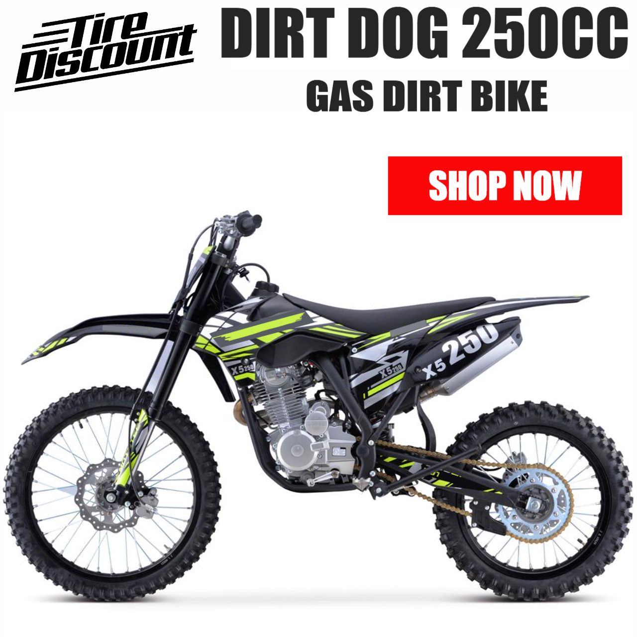 DIRT DOG 250 CC 4-STROKE GAS DIRT BIKE  BY TIRE DISCOUNT NO CREDIT NEEDED