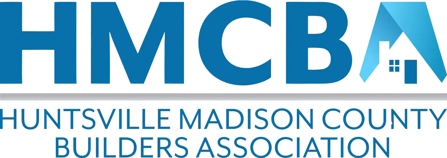 Huntsville Madison County Builders Association logo in blue with a stylized house icon
