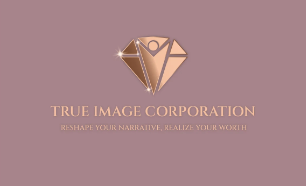 The logo for true image corporation is a diamond on a pink background.