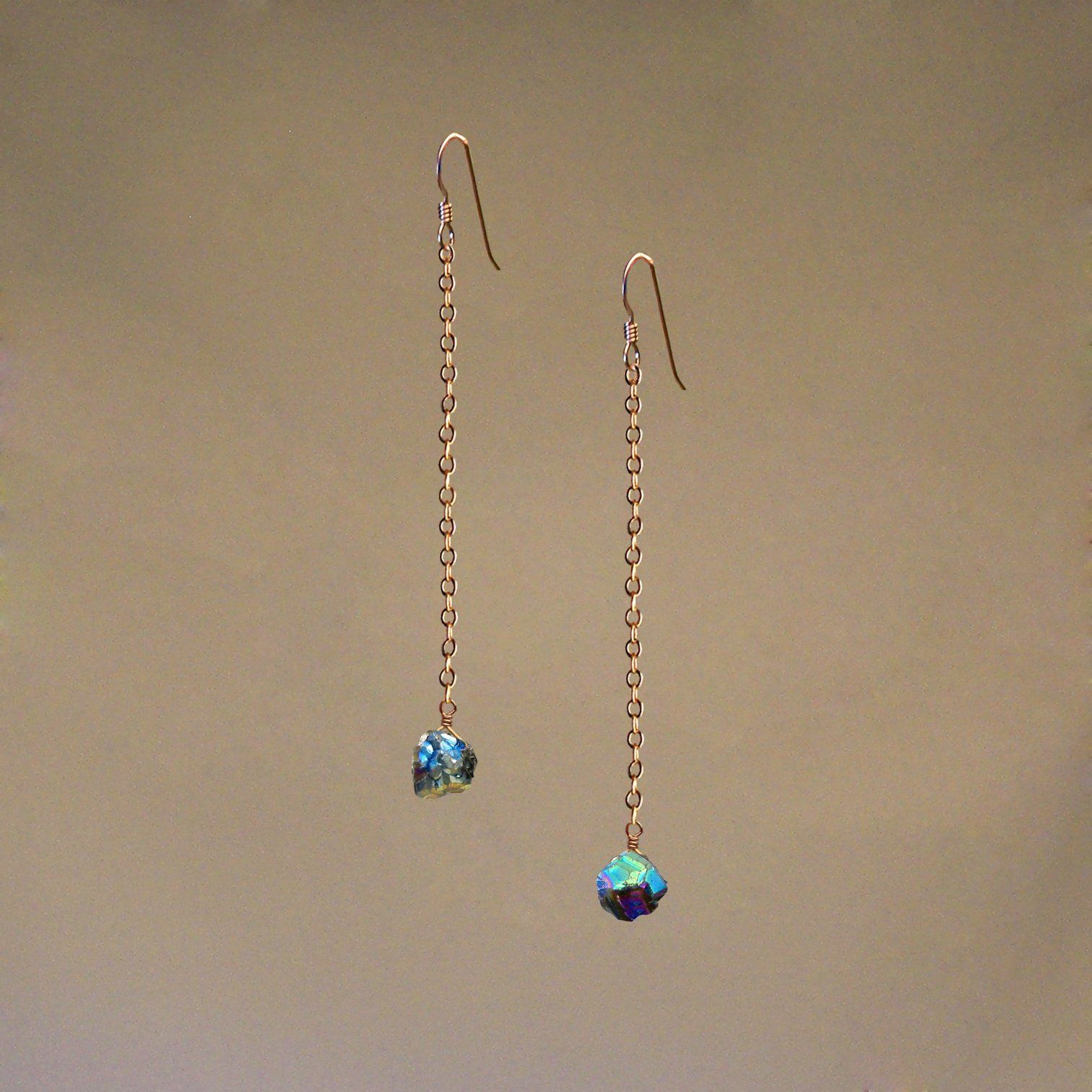 Raindrop Earrings w Healing Gems