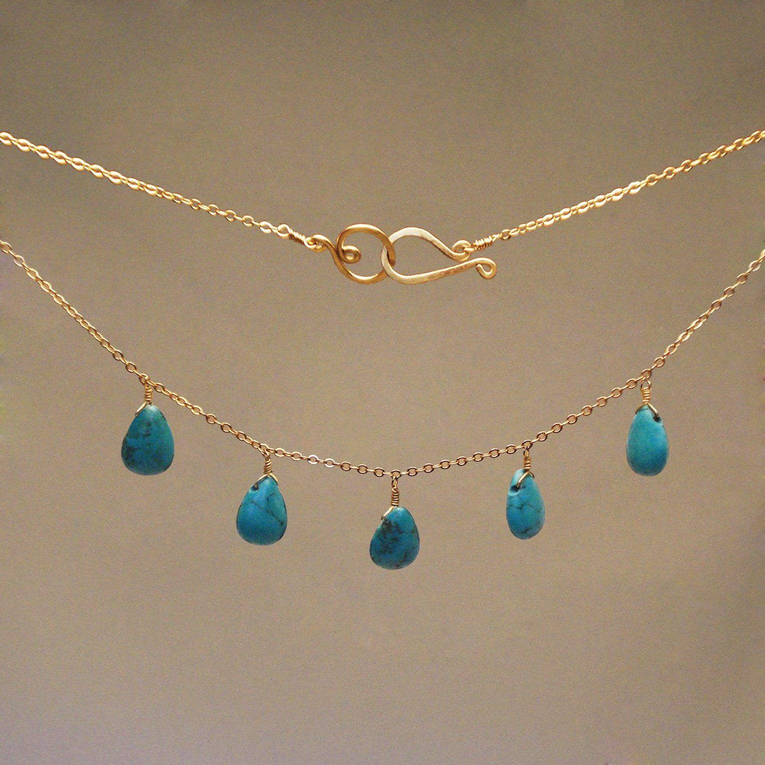 Turquoise Gem Drop Necklace