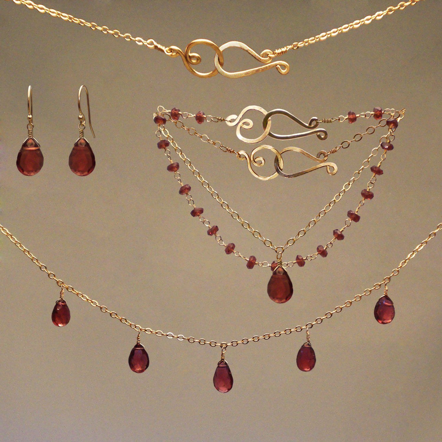 Garnet Gem Drop Earrings