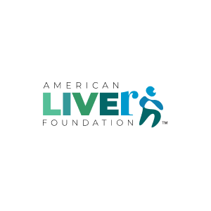 The logo for the american liver foundation is green and blue