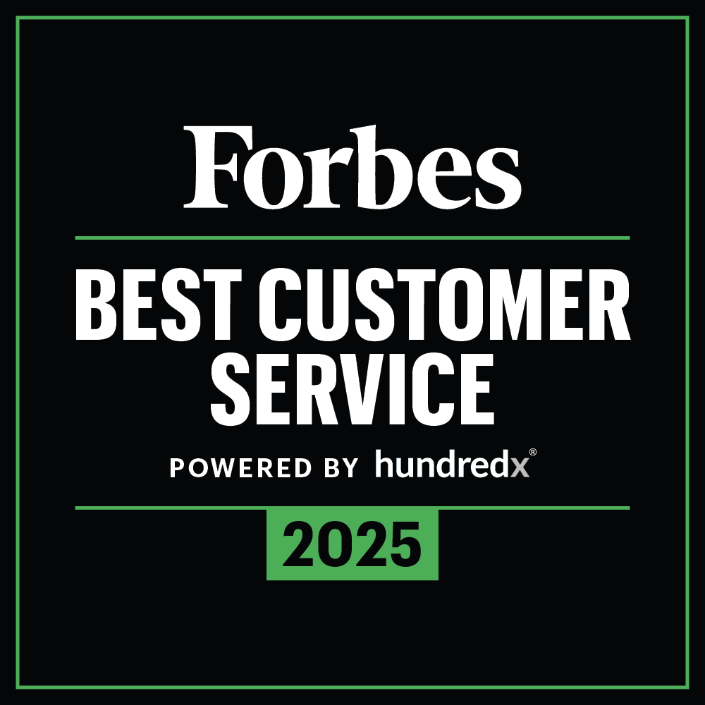 The forbes best customer service award 2025 is powered by hundredx.