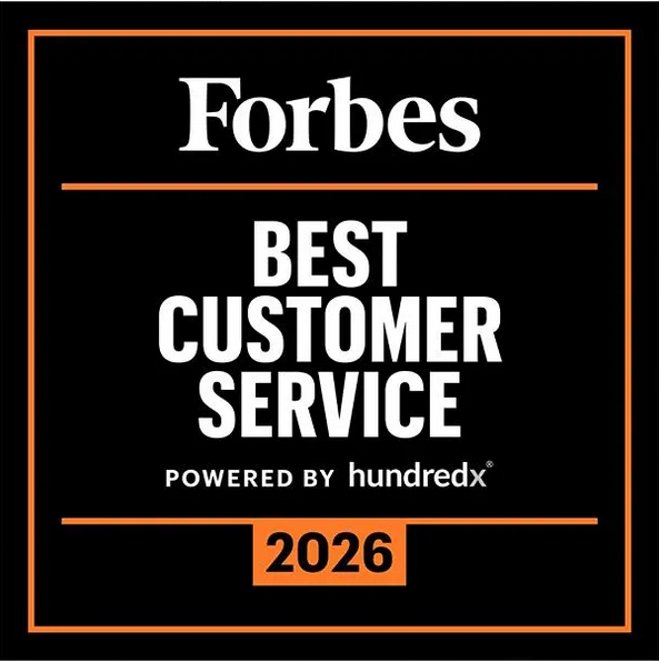 The forbes best customer service award 2026 is powered by hundredx.