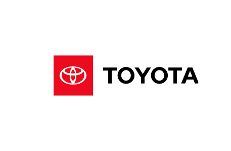 A toyota logo with a red square in the middle on a white background.