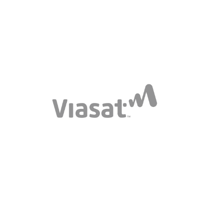 A logo for a company called viasat m on a white background.