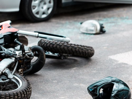Motorcycle Accident Lawsuit — Overturned Motorcycle After Collision in Chicago, IL