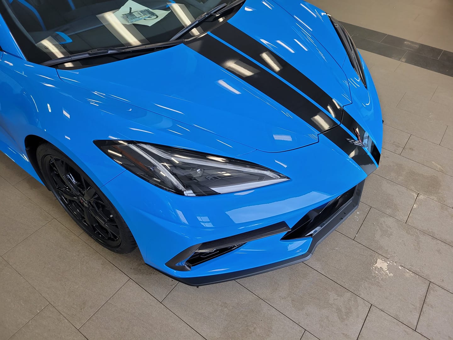 a blue with black sports car