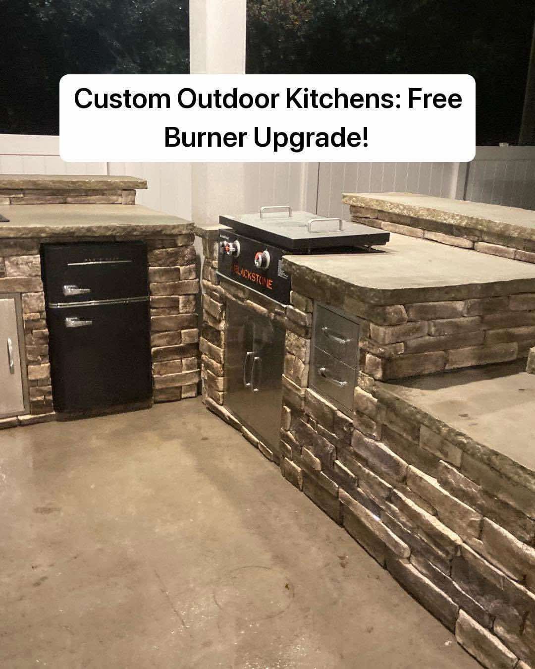 A custom outdoor kitchen with a free burner upgrade.