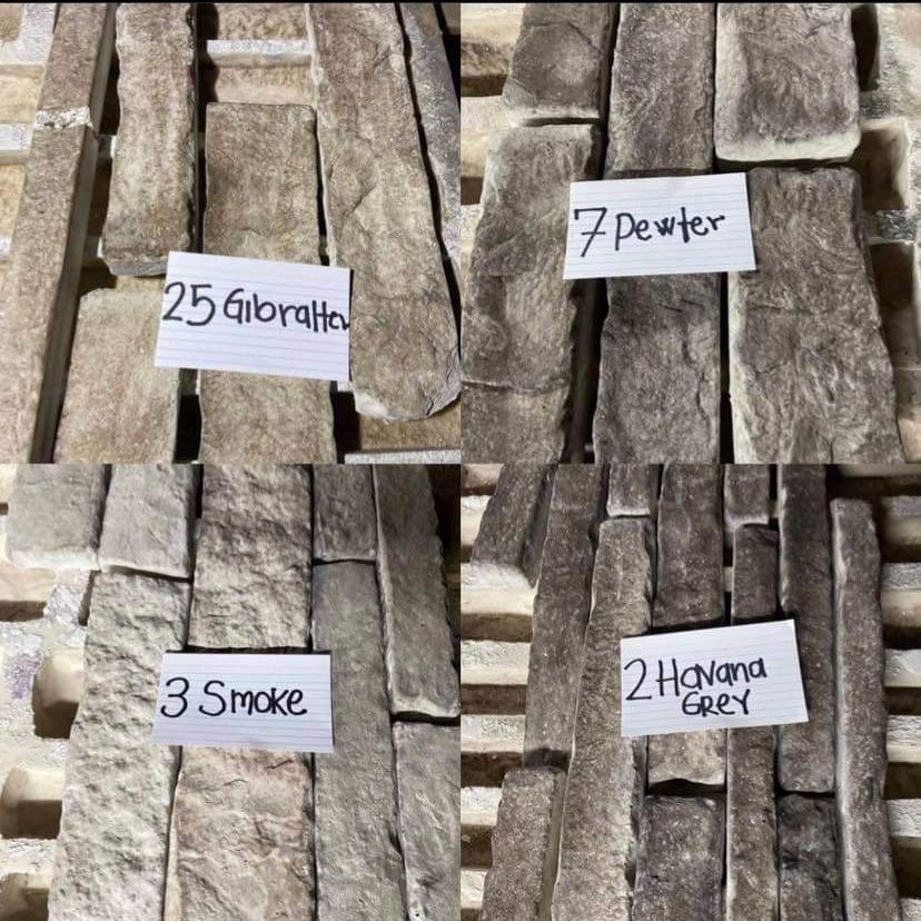 A collage of four pictures of different types of stone