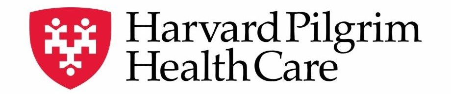 Harvard Pilgrim Health Care logo with red shield and white symbol.