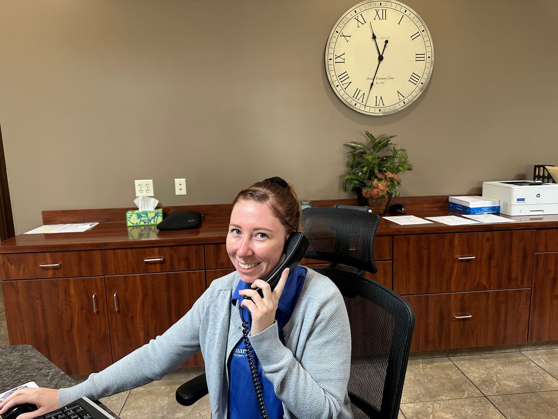 Abby answering the phone