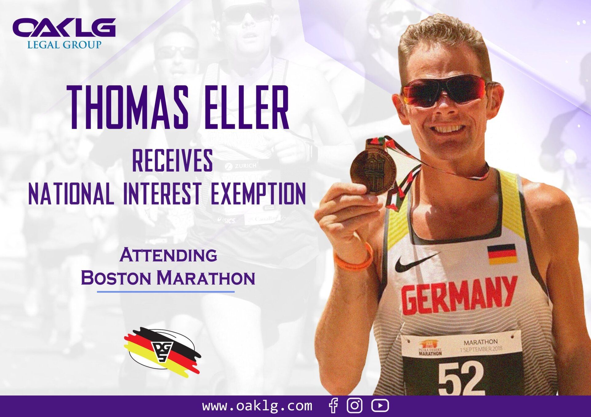 Thomas eller receives national interest exemption for attending the boston marathon