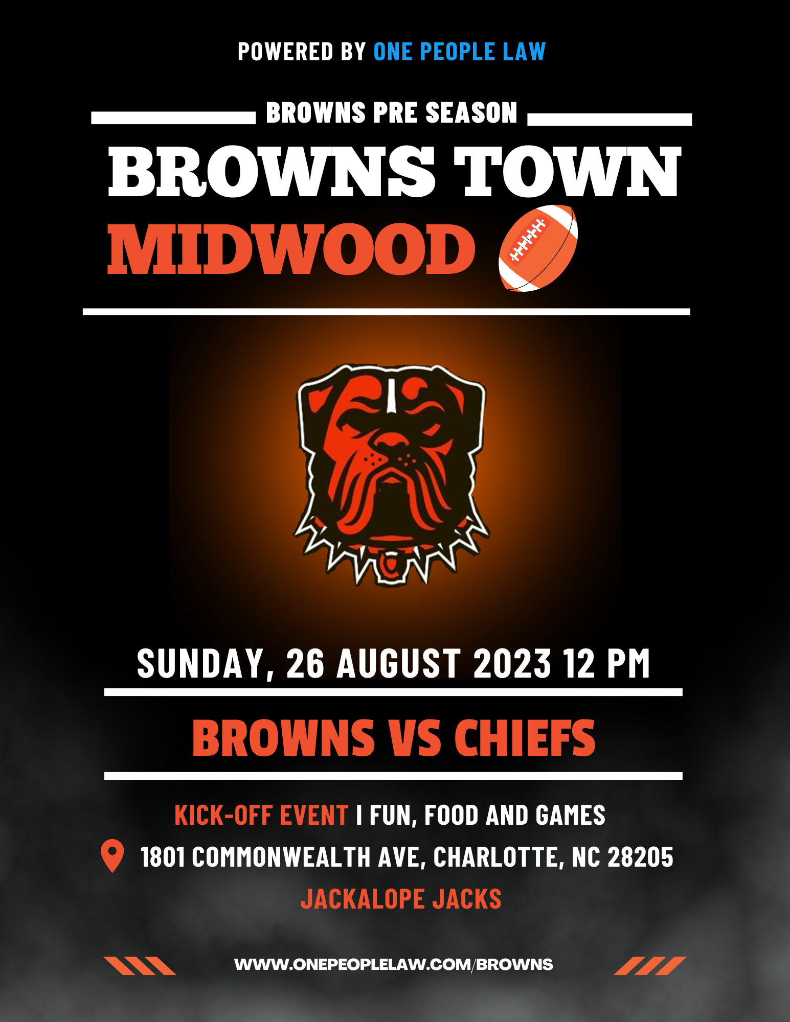 A poster for a football game between the browns and the chiefs.