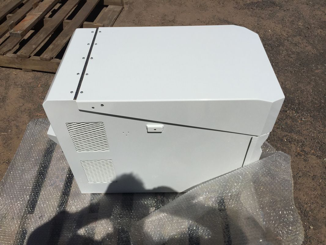 A white box is sitting on top of a plastic bag