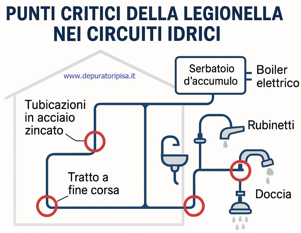 Il biofilm della legionella nelle tubazioni Punti critici della legionella