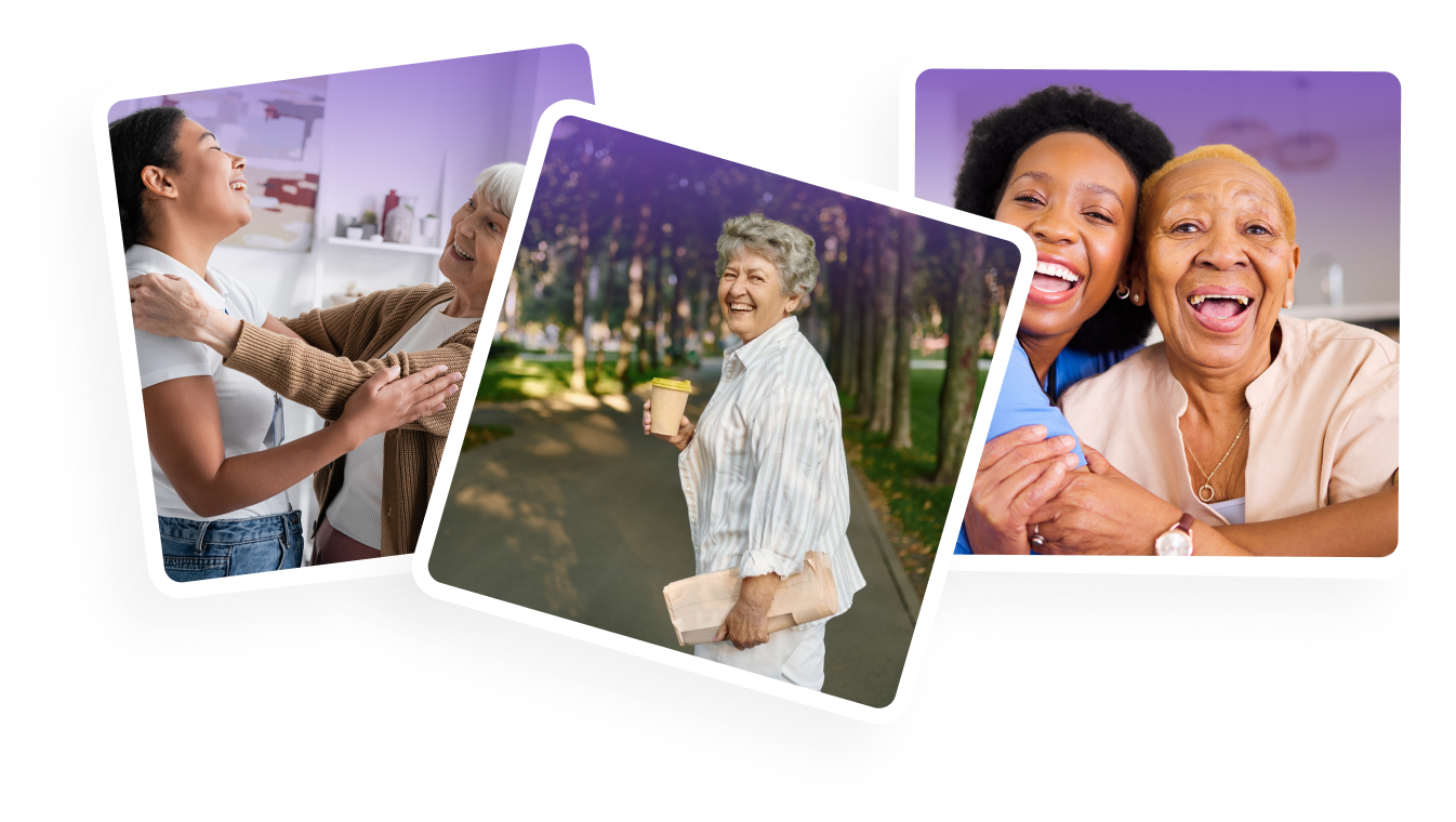 Aluma Home Care caregivers supporting seniors with daily living and companionship