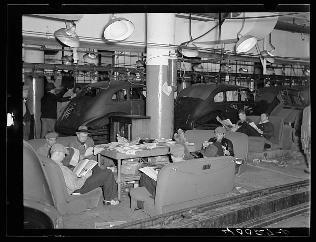 Stiking Auto workers, Flint, Michigan, 1937