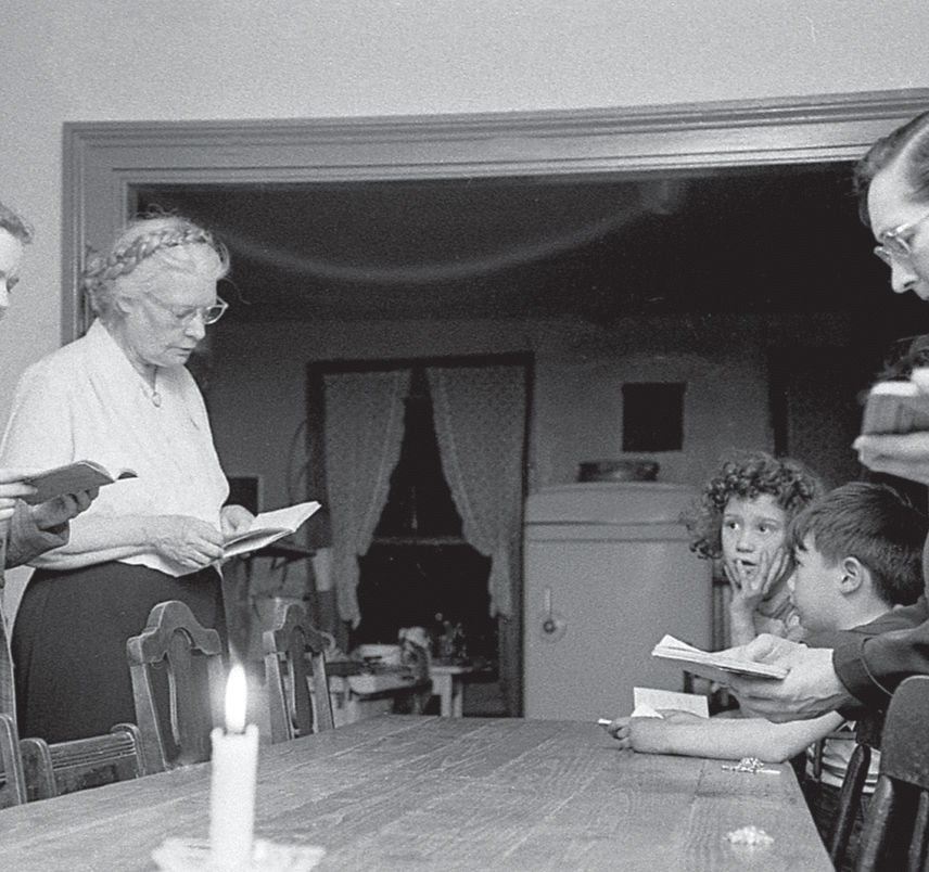 Dorothy photographed with community members at the Peter Maurin farm. Photo by Vivian Cherry