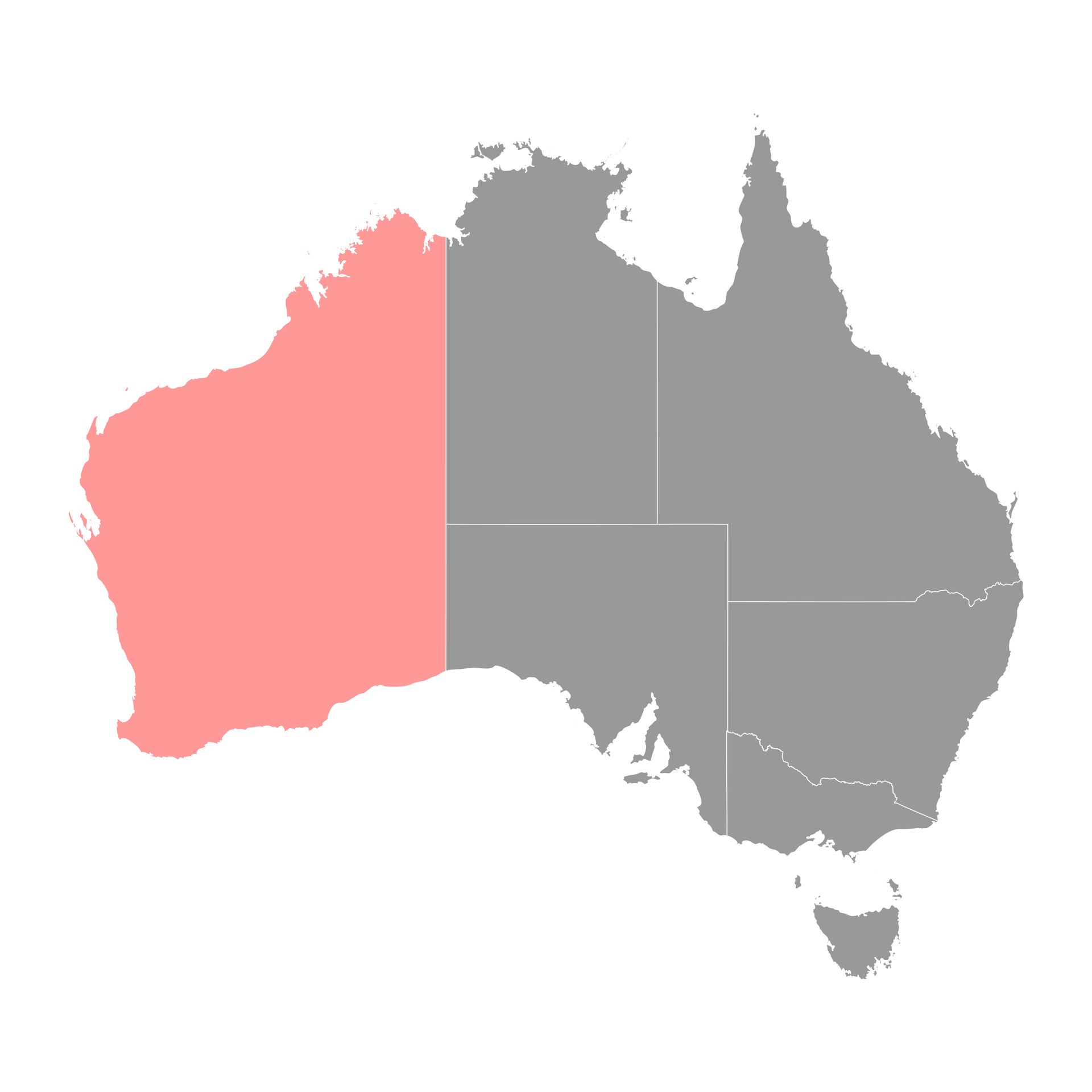 A map of australia in cartoon style on a white background.
