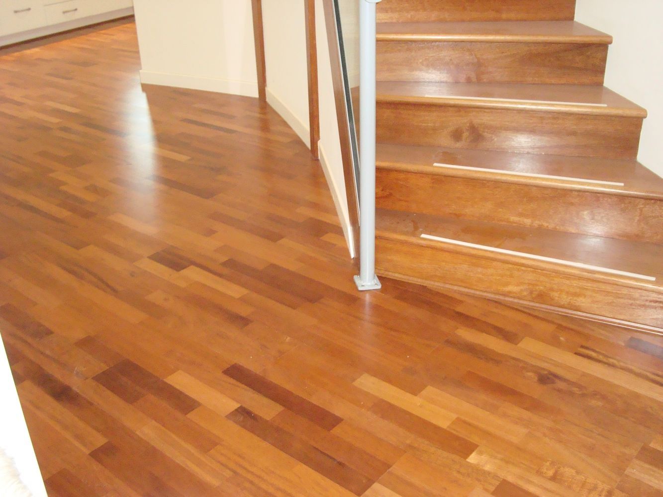 engineered flooring meeting stairs