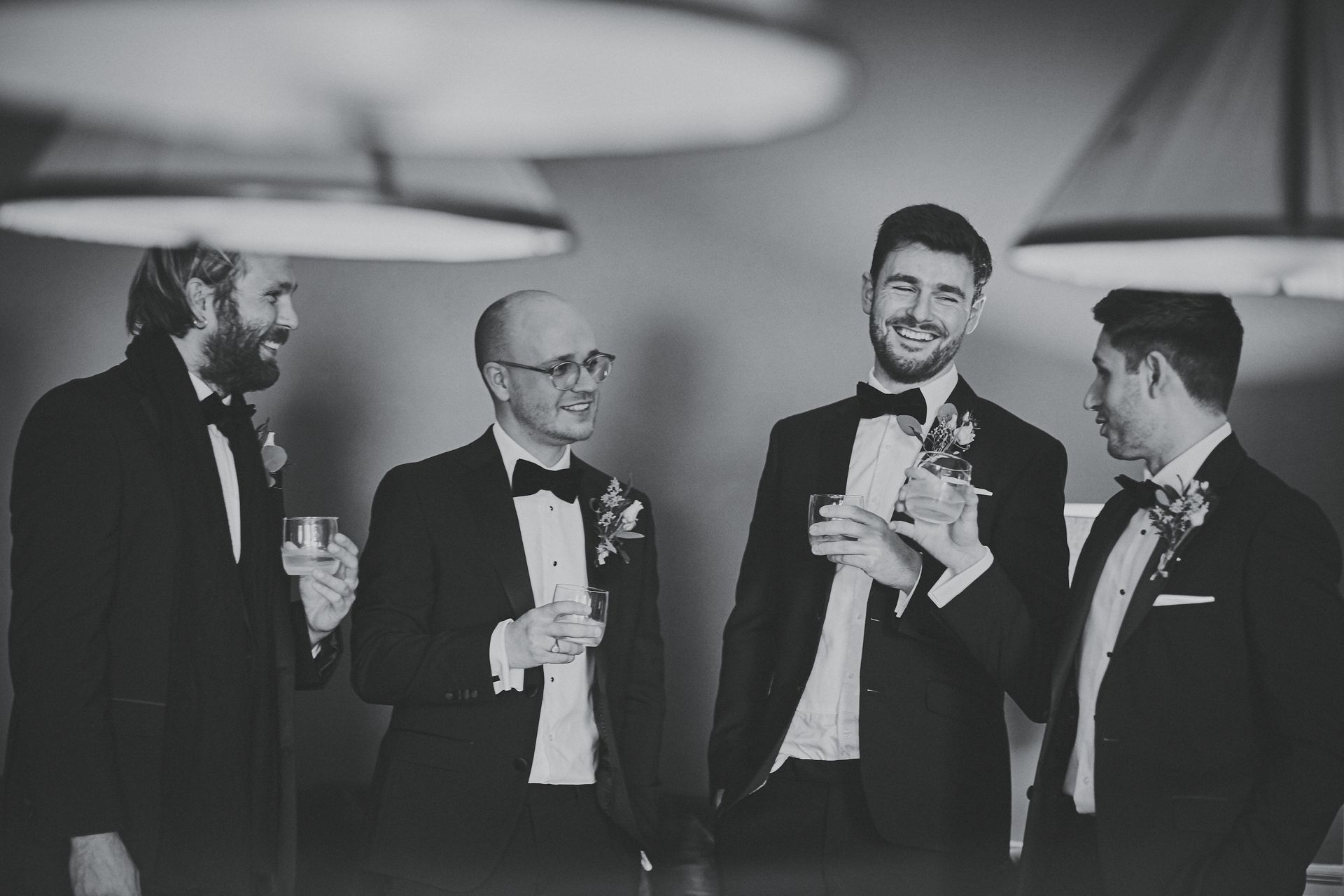Groom and best men at wedding party