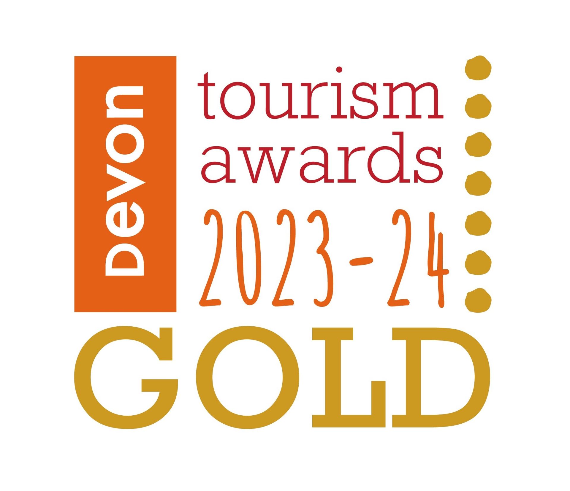 a logo for devon tourism awards 2023-24 gold