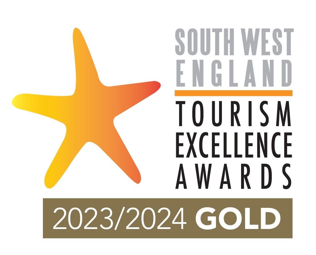 a logo for devon tourism awards 2023-24 gold