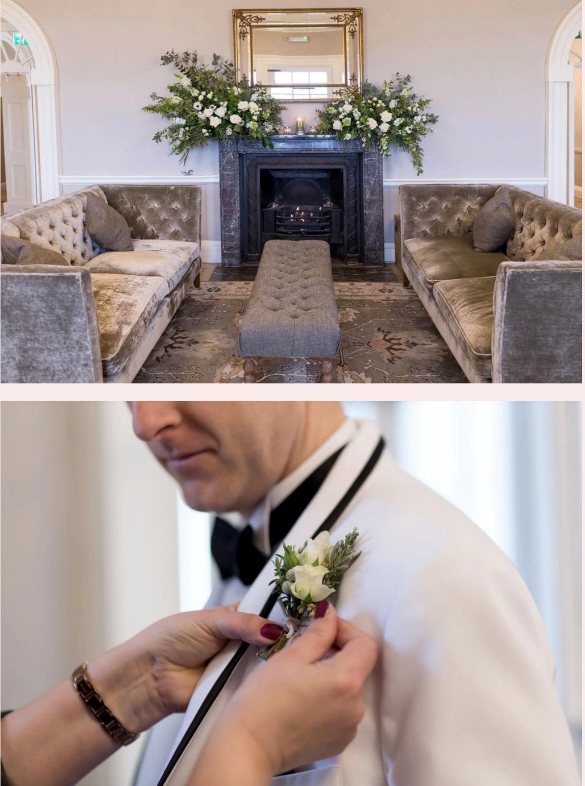 a man in a tuxedo is getting ready for a wedding
