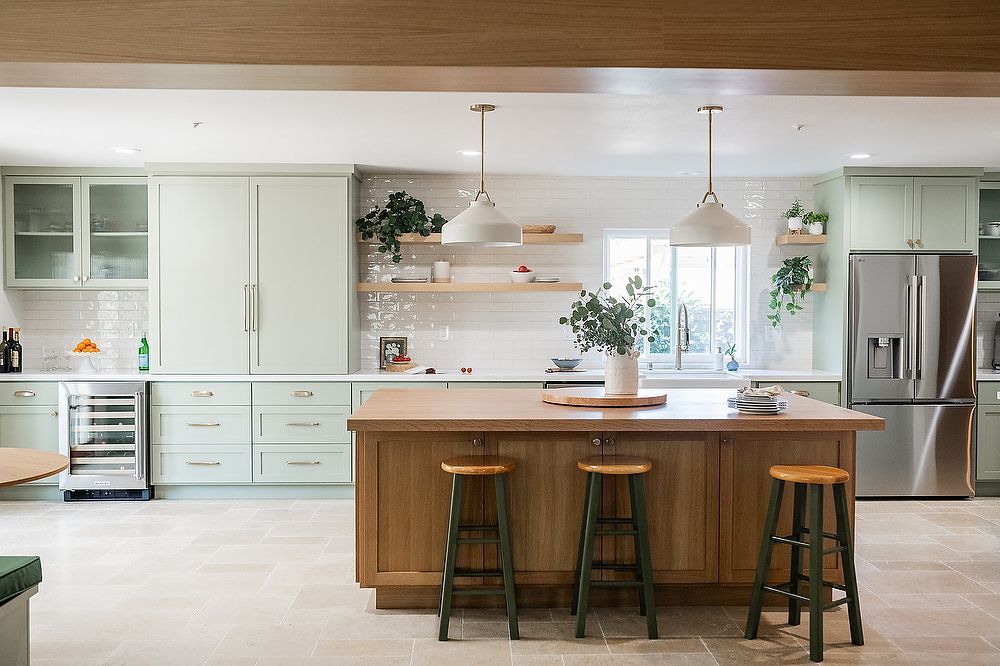 Full kitchen remodel in San  Diego by Team Renovate . sage brush cabinets   open kitchen deisgn